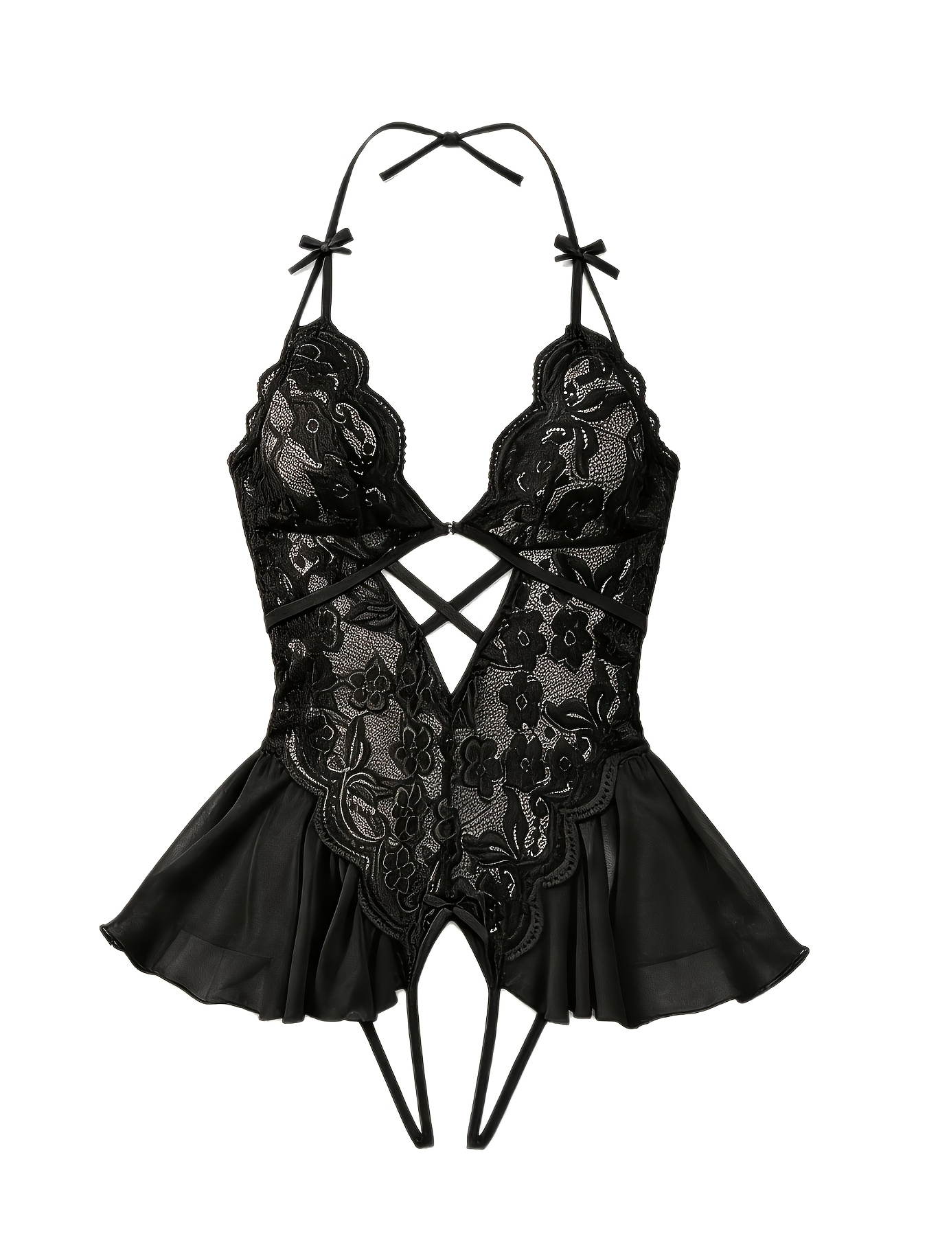 Deep-V Plunge Floral Lace Bodysuit thumbnail 5