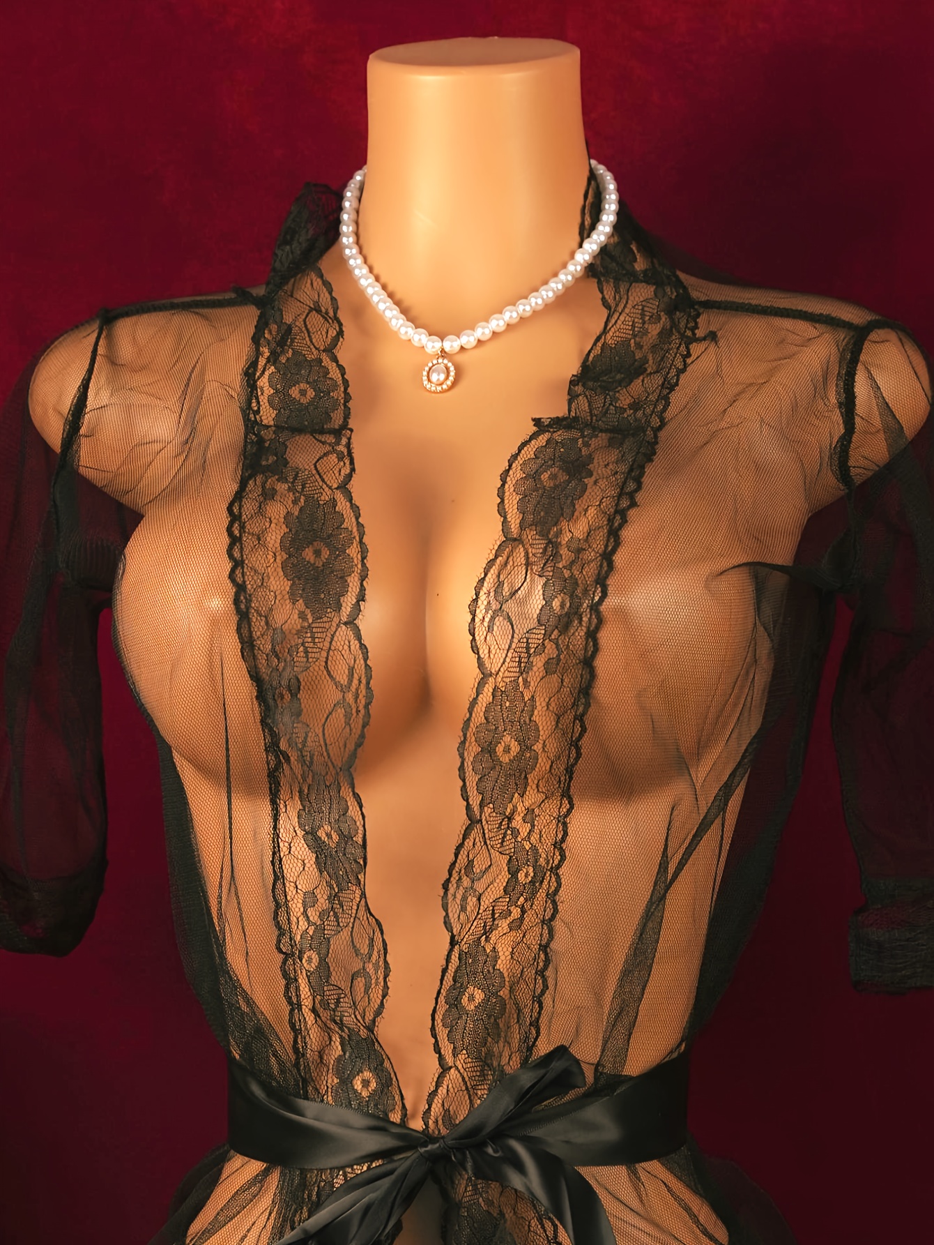 Open-Front Backless Lace Nightdress thumbnail 2